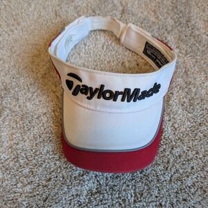 TaylorMade Burner Golf Visor Mens OSFA White Red Embroidered Cotton Adjustable